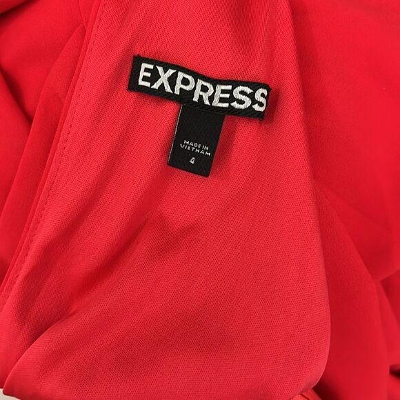 Express Dress Sz 4 Red Halter Fit & Flair Sleeveless Mini Summer Cocktail Party - Picture 10 of 15